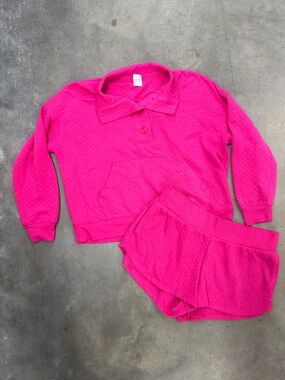 Stars Above Pink Quilted Lounge Set Shorts & Top Size Large